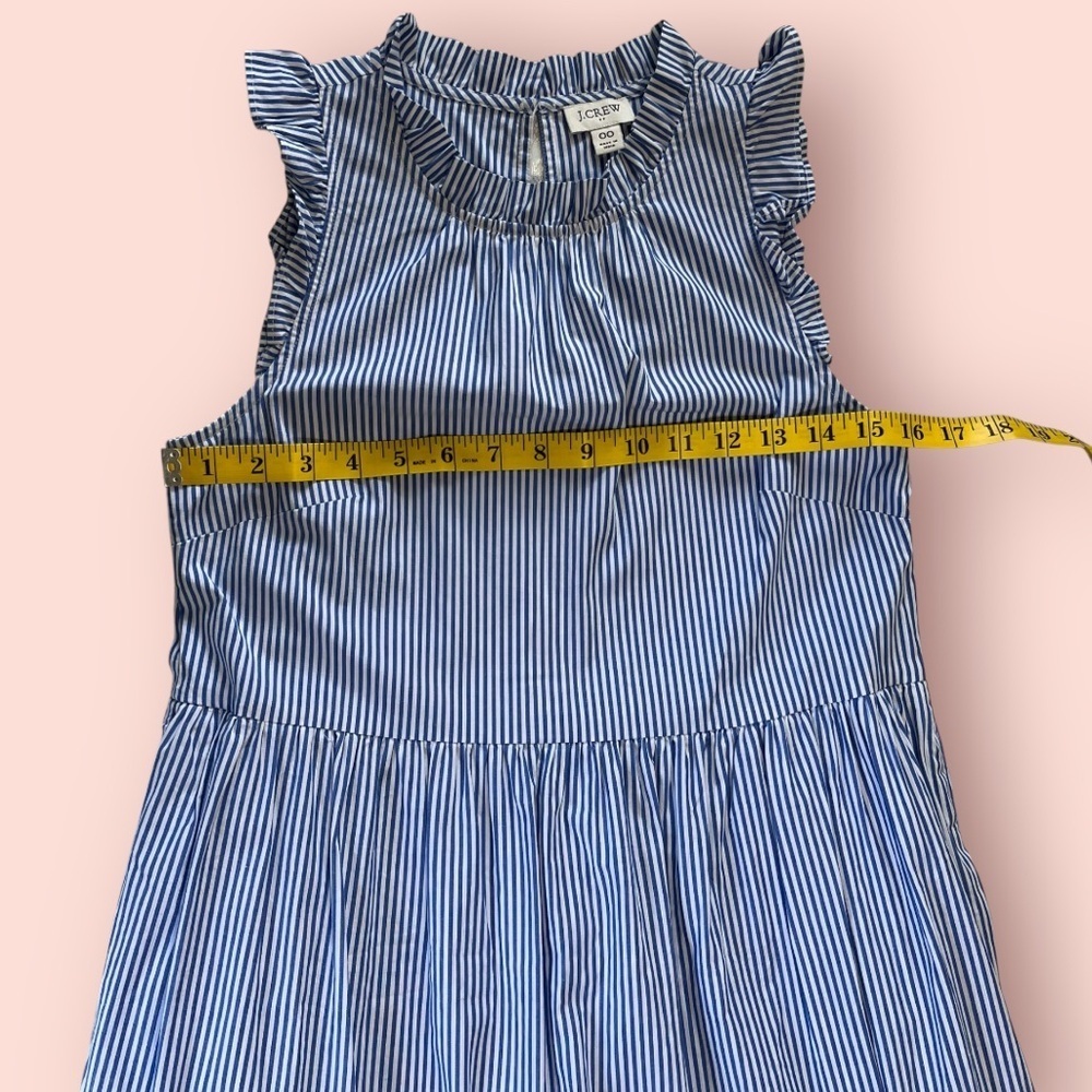 J.Crew Factory Tiered Midi Ruffle Dress In Blue & White Striped Size 00 - Picture 6 of 9